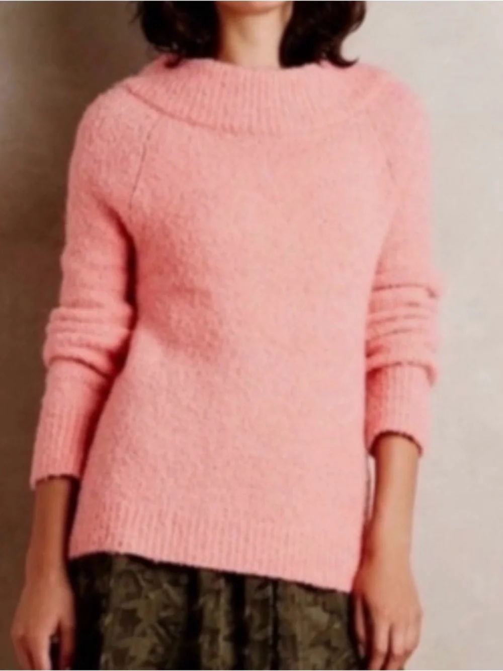 Anthropologie Moth Boucle Mockneck Pullover Wool/ Alpaca Blend Coral Size Medium